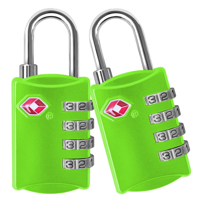 Desired Tools TSA Locks for Luggage, 2-Pc Durable Steel Padlock, Keyless Easy to Read 4-Digit Combination Lock for Backpacks, Travel Suitcases, Toolbox, Filing Cabinets, Baggage & Gym Locker, Green - Image 1